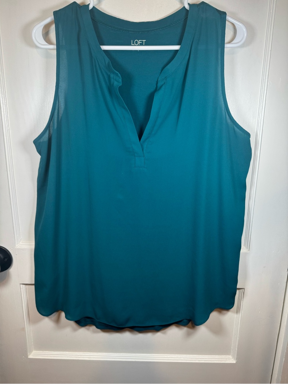 LOFT Teal V-Neck Sleeveless Blouse
